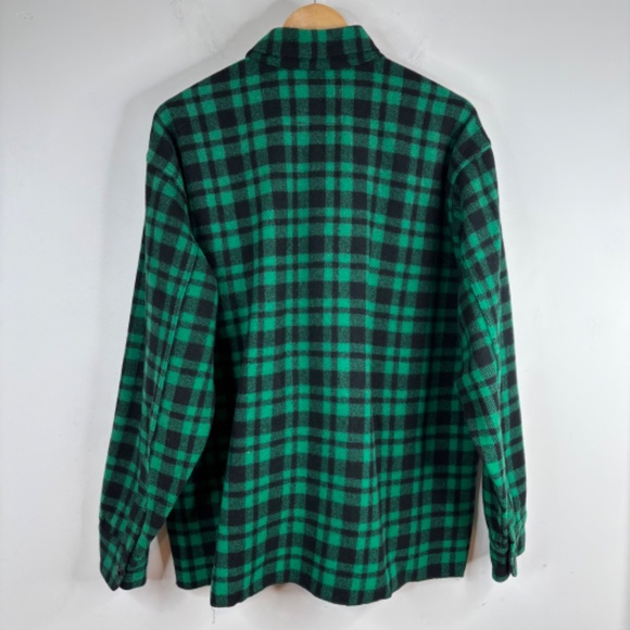 VTG 40s GWG Westwool Pure Wool Jacket Green Flannel Plaid Canadian Shacket Men L - Picture 5 of 10